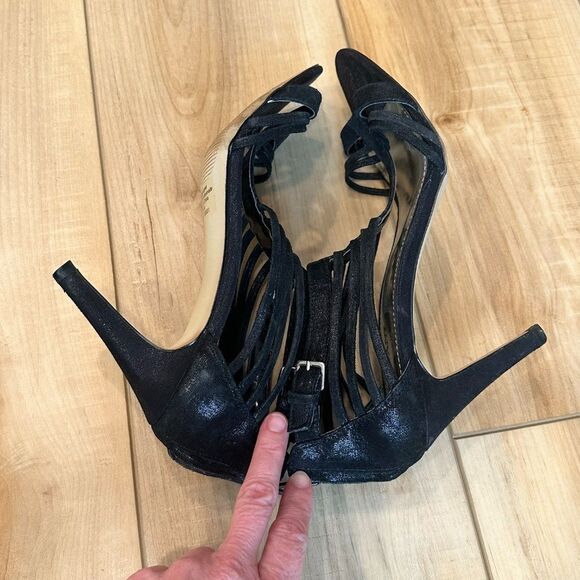 Alfani Women's Heels - Pumps Open Toe Strappy Faux Leather/SuedeBlack Size 9 1/2 - Picture 7 of 13